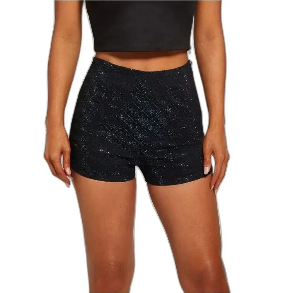 GUESS Women's Ultra Curve Rhinestone Shorts‎ - Size 30 - Black - NWT